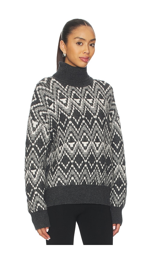 Varley Ida Fair Isle Knitted Turtleneck Sweater In Black
