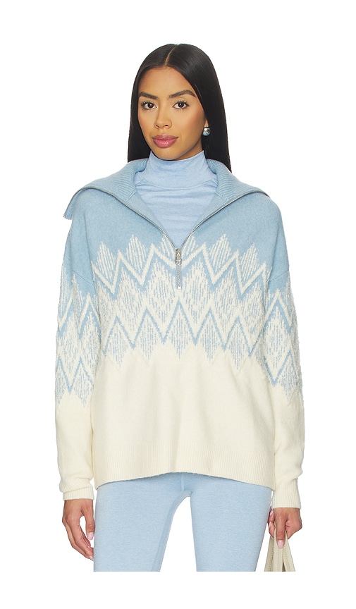 Varley Hedda Fair Isle Half Zip Pullover Ashley Blue In Blue
