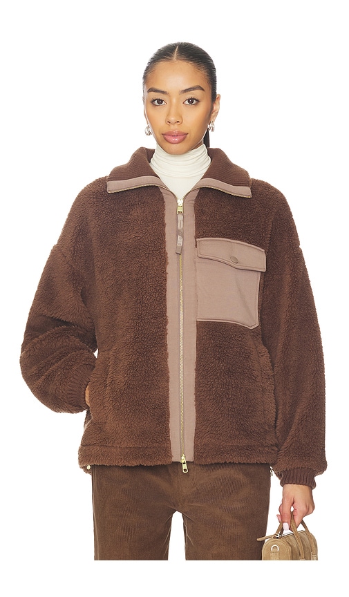 Varley Womens Lowell Sherpa Fleece Jacket Carafe In Brown