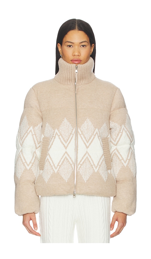 Varley Belinda Padded Fair Isle Knitted Jacket In Neutral