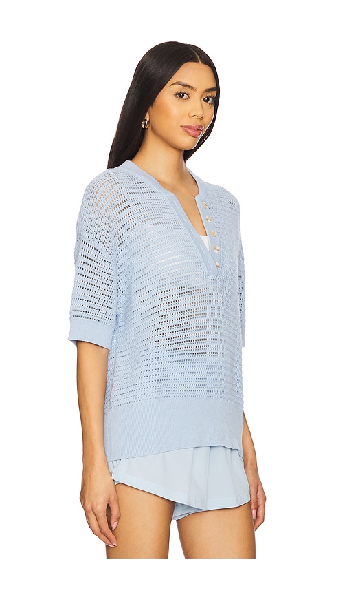 Varley Womens Cashmere Blue Callie Short-sleeves Cotton-knit Top In Baby Blue