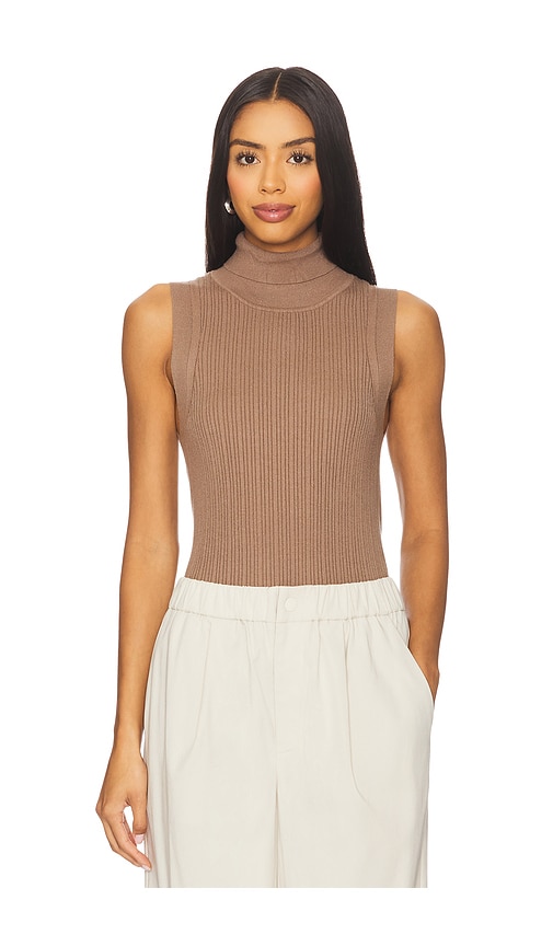 Anastasia Rib Knit Tank Top in Taupe. - size S (also in L, M, XS)