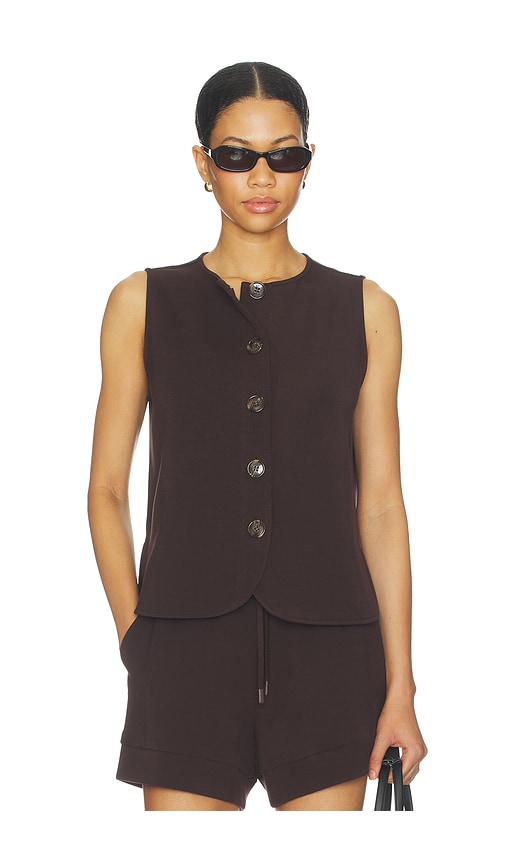Varley Josie Button Through Tank Top in Brown. - size L (also in M, S, XL, XS)