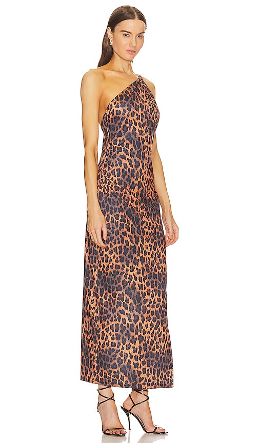 Shop Victor Glemaud Strappy One Shoulder Maxi Dress In Leopard