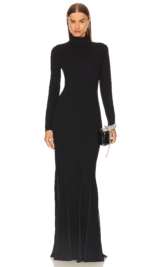 Victor Glemaud Mock Neck Gown In Black
