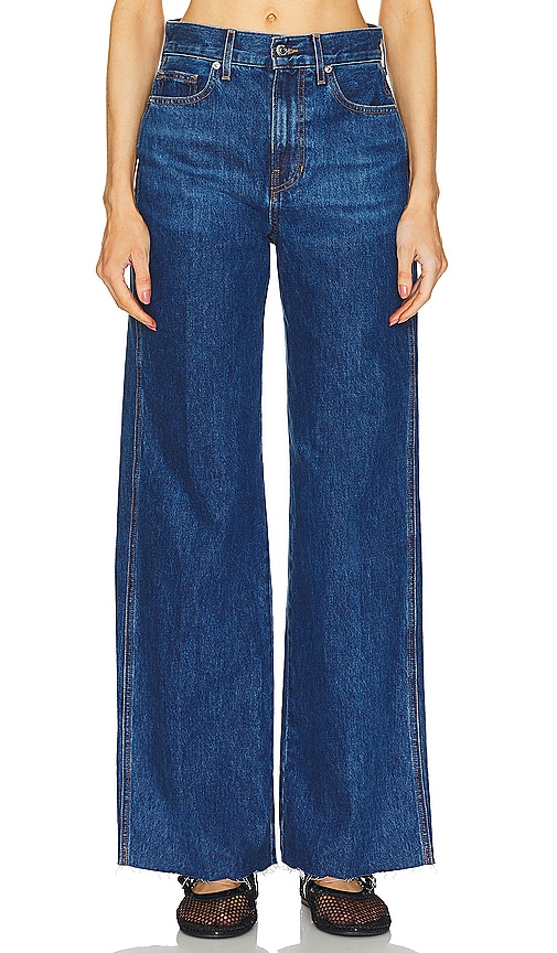 Shop Veronica Beard Taylor High Rise Wide Leg In Stoned Bright Blue