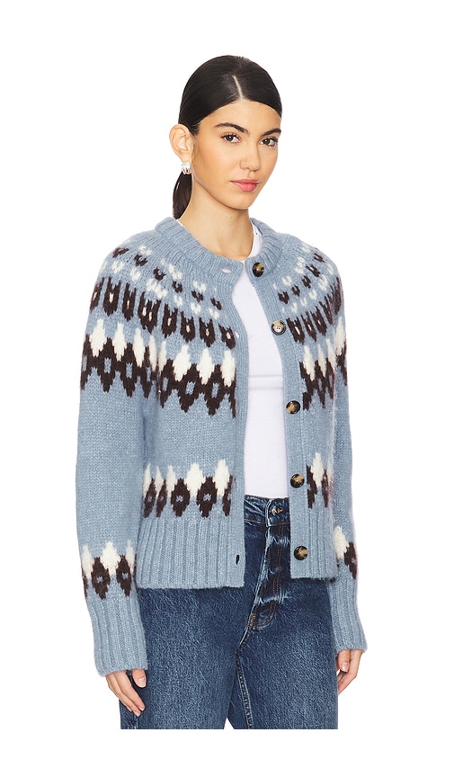 Shop Veronica Beard Christina Fairisle Cardigan In Blue