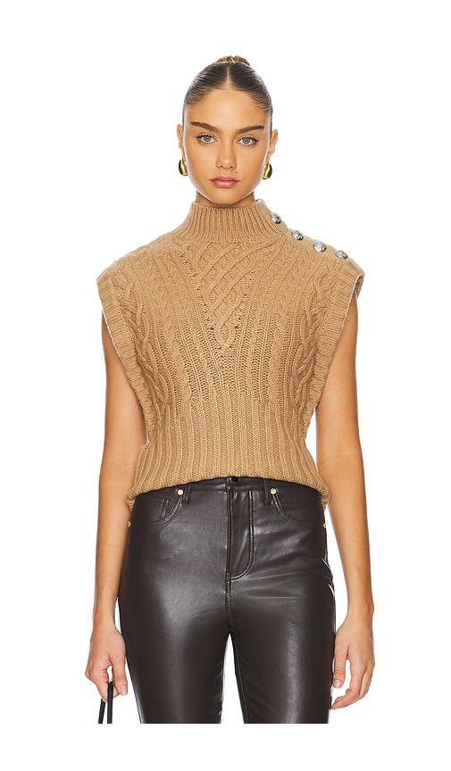 Shop Veronica Beard Holton Knit Vest In Beige