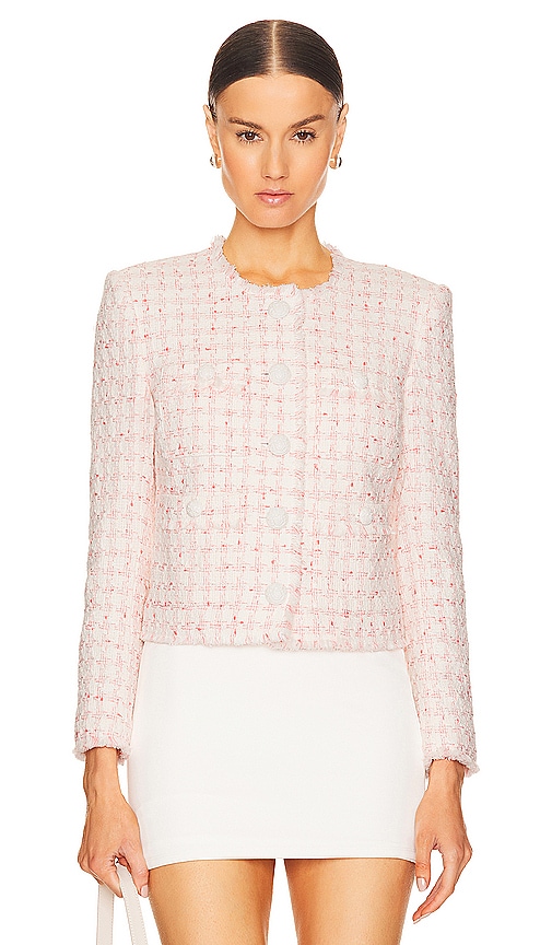 Shop Veronica Beard Olbia Jacket In Off White & Coral