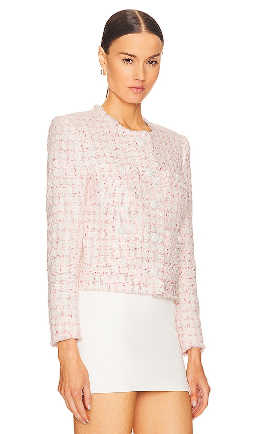 Shop Veronica Beard Olbia Jacket In Off White & Coral