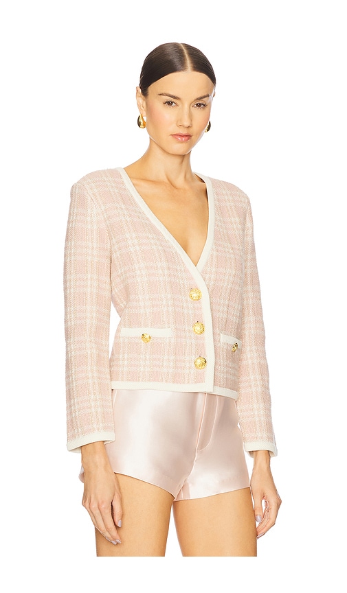Veronica Beard Claudine Knit Jacket In Off White & Pink Clay