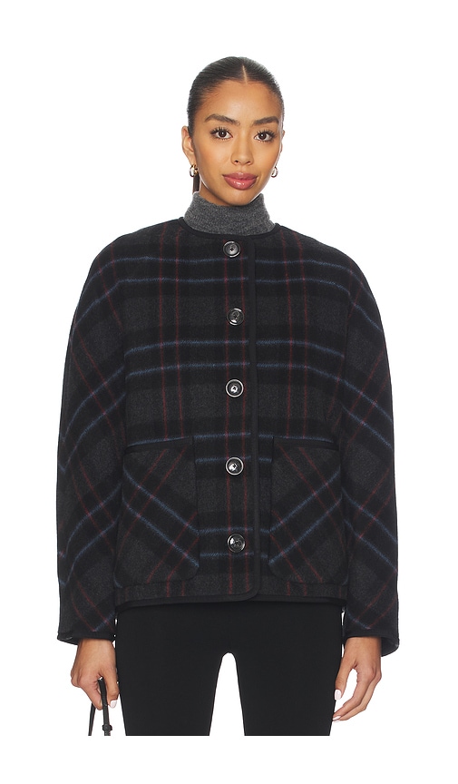 Veronica Beard Martine Plaid Wool Blend Dickey Scarf Coat In Multi