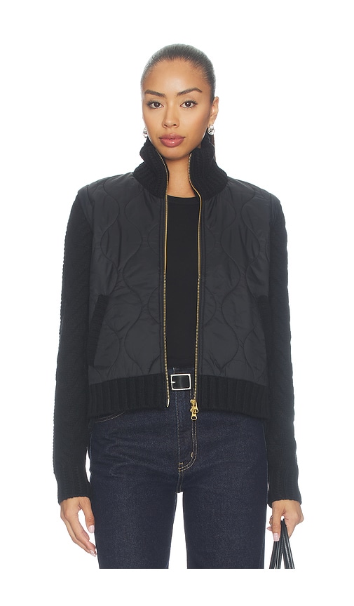 Veronica Beard Patra Mixed Media Jacket in Black. - size L (also in M, S)