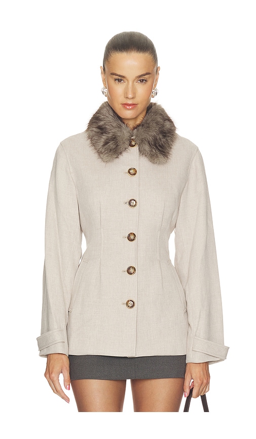 Veronica Beard Severine Dickey Coat With Collar in Beige. - size L (also in M, S, XS)