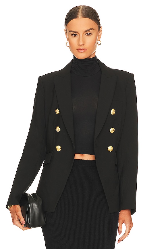 Veronica Beard Miller Dickey Jacket in Black & Gold | REVOLVE