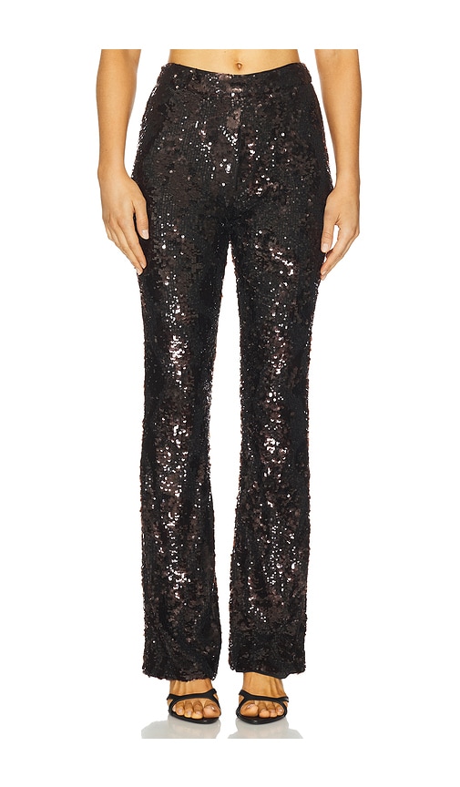 Veronica Beard Collier Sequined Satin Flared Pants In Black