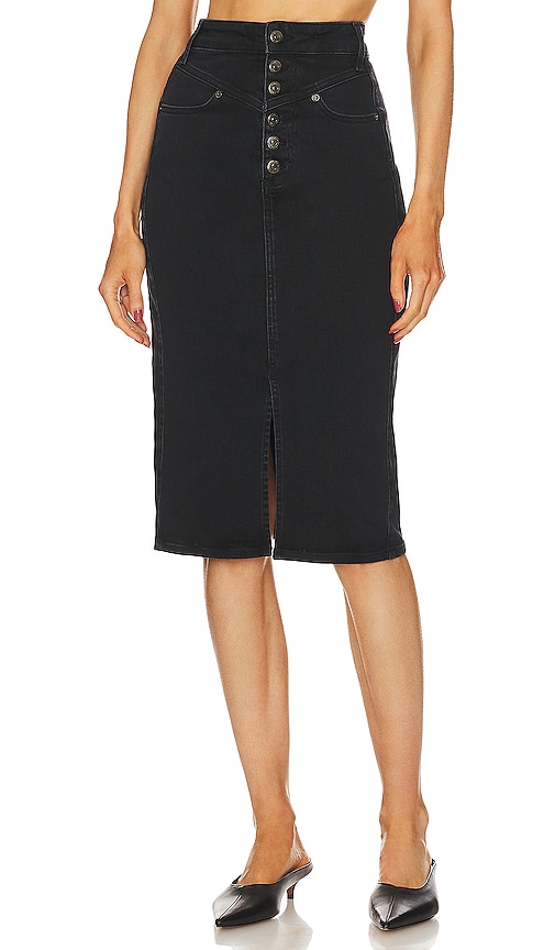 Shop Veronica Beard Herron Denim Midi Skirt In Black