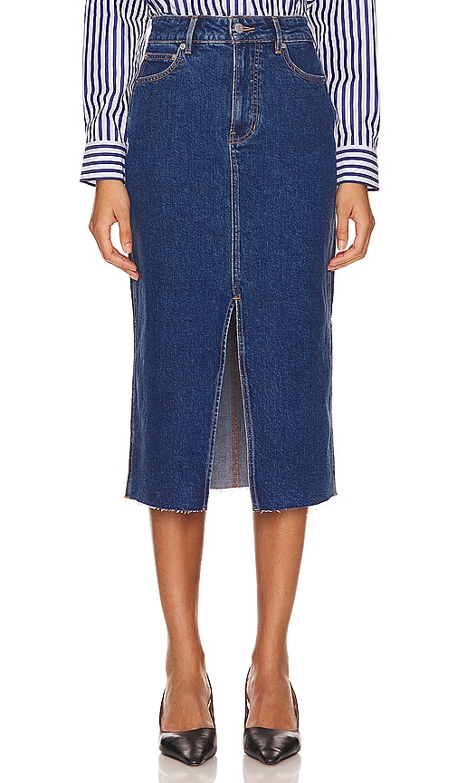Veronica Beard Victoria Long Midi Skirt in Stoned Bright Blue