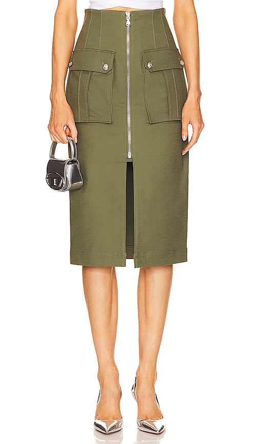 Veronica Beard Dallas Skirt in Stone Army