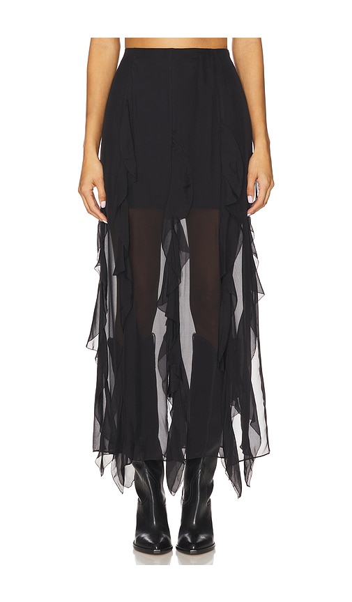 Veronica Beard Ava Ruffled Silk-chiffon Midi Skirt In Black