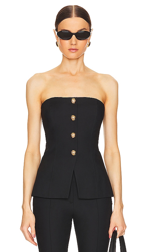 Alice And Olivia Harmon Draped Satin And Stretch-crepe Thong Bodysuit In  Black