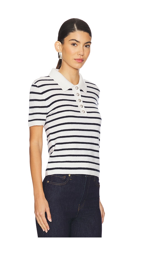 Shop Veronica Beard Brandt Cashmere Polo In Ivory & Navy