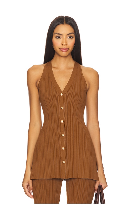 Dax Knit Vest in Brown. - size XL (also in L, M, S, XS)