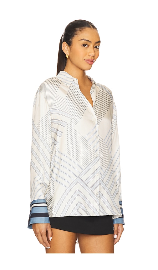 Veronica Beard Geometric-striped Silk-blend Shirt In White