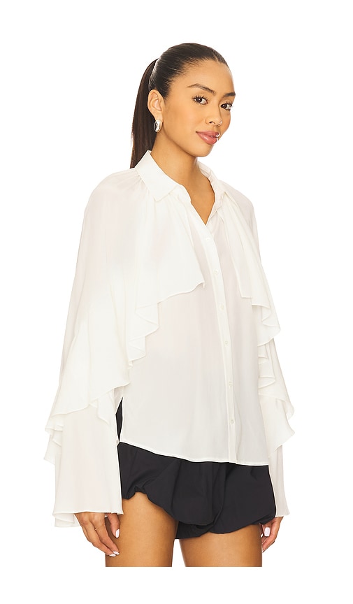 Veronica Beard Demaris Ruffled Silk-blend Blouse In White