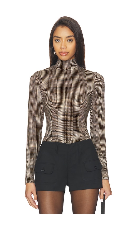Veronica Beard Nate Houndstooth Mock-neck Top In Black