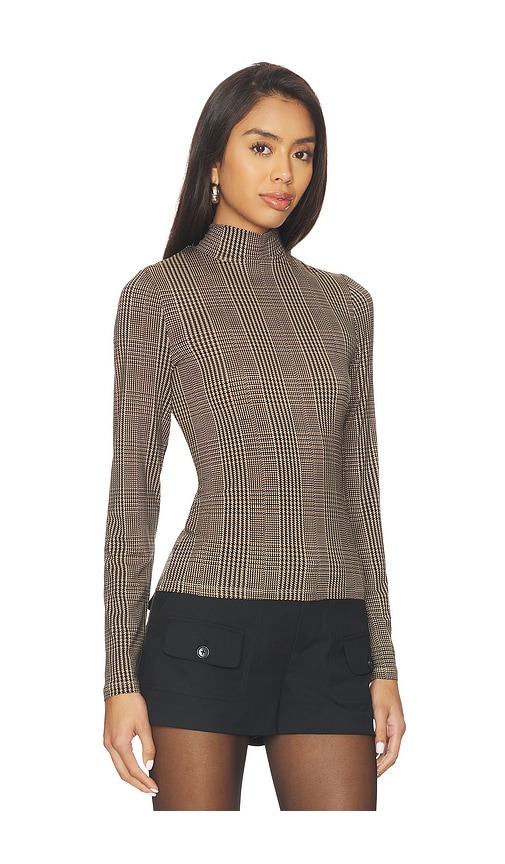 Veronica Beard Nate Houndstooth Mock-neck Top In Black
