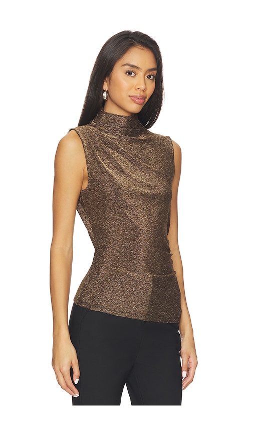 Veronica Beard Mylie Sleeveless Top In Antique Gold Lurex In Brown