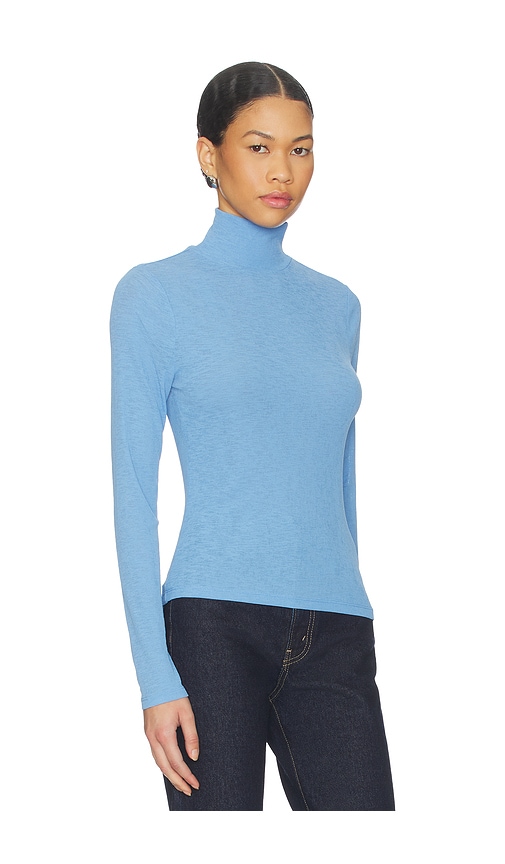 Veronica Beard Wyeth Rib Mock Neck Top In Blue