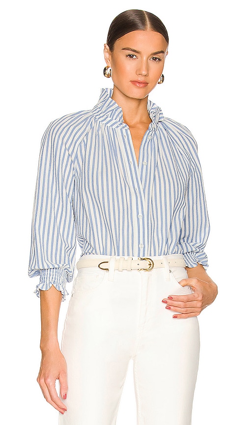 Veronica Beard Calisto Shirt in Blue & White | REVOLVE