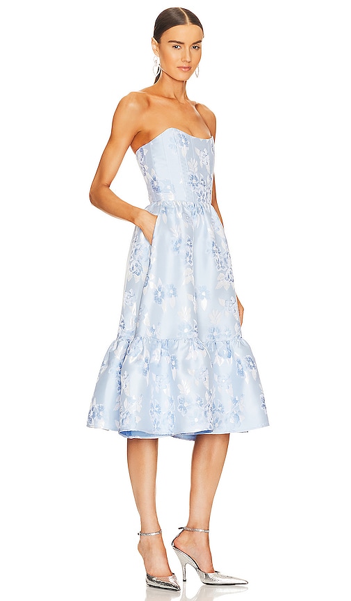 Shop V. Chapman Virginia Strapless Gown In Chambray Blue Baroque