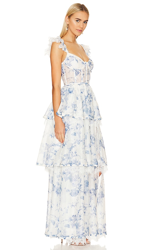 Shop V. Chapman Jolie Gown In Provencal Blue Floral