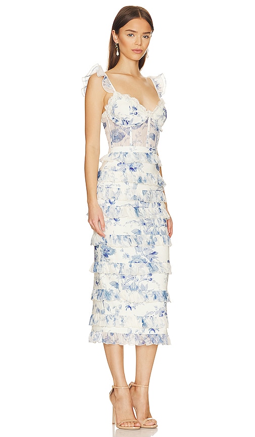 Shop V. Chapman Fiorenza Midi Dress In Provencal Blue Floral