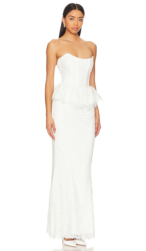 Shop V. Chapman Waverly Corset Gown In White Chantilly Lace