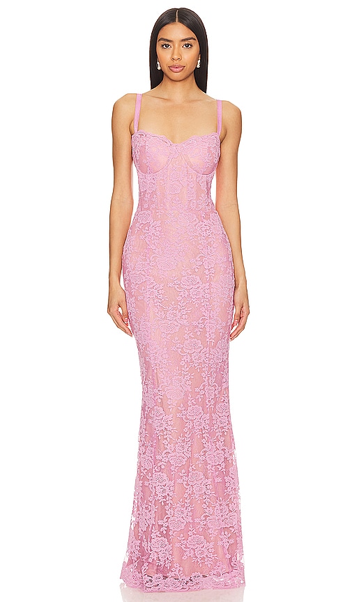 V. Chapman Ruby Gown In Begonia Pink Lace