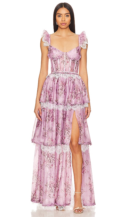 V. Chapman Jolie Gown In Lilac Tapestry Rose
