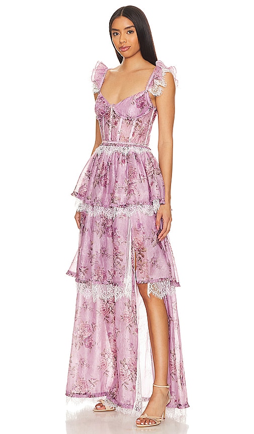 Shop V. Chapman Jolie Gown In Lilac Tapestry Rose