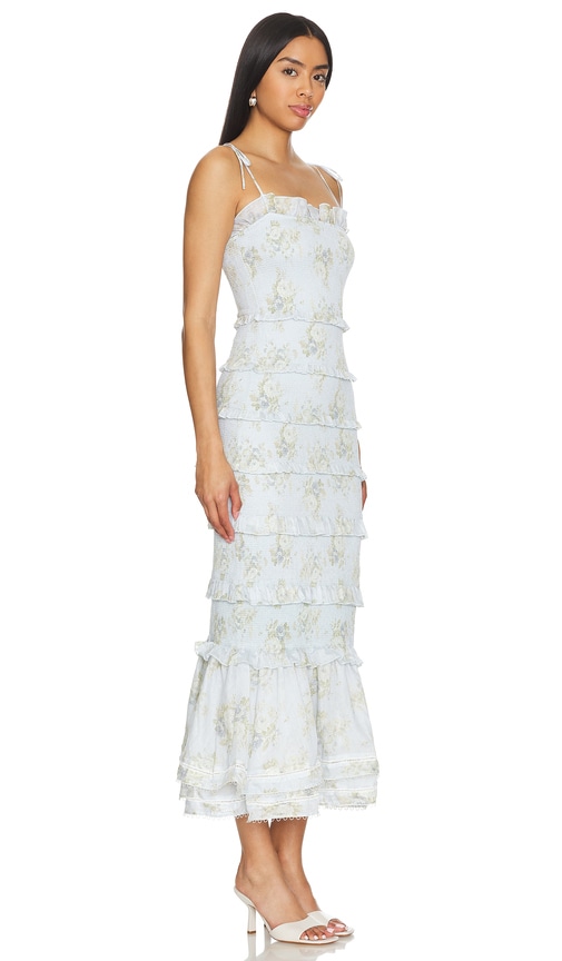 Shop V. Chapman Geranium Dress In Victorian Blue Roses