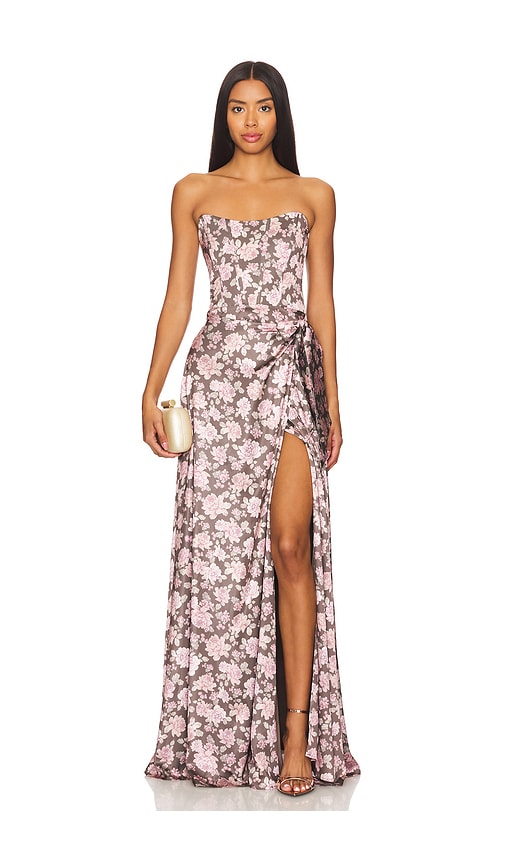 Shop V. Chapman Cecilia Dress In Chocolate Peony Print