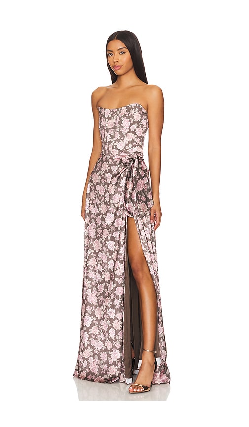 Shop V. Chapman Cecilia Dress In Chocolate Peony Print