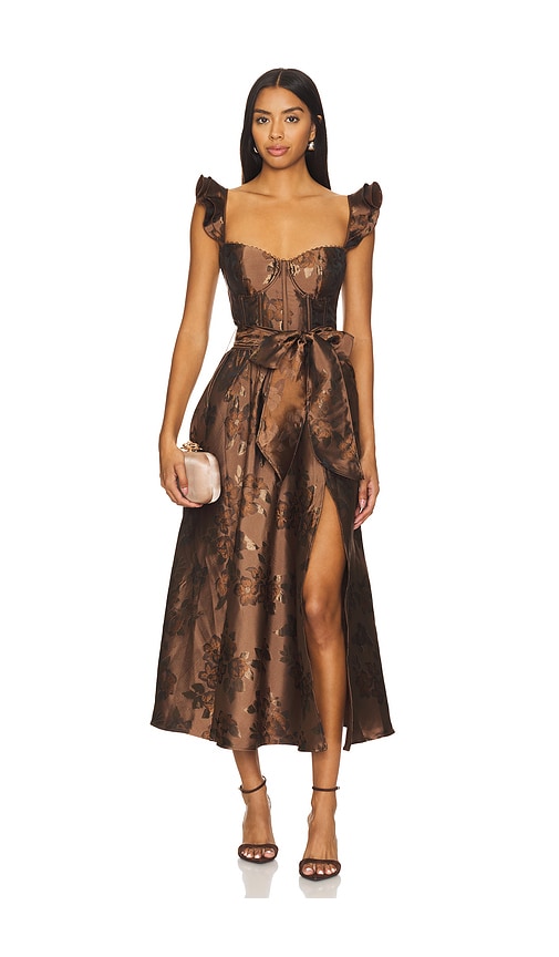 Shop V. Chapman Vera Dress In Cocoa Baroque Floral