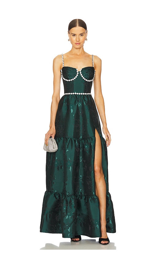 V. Chapman Lucetta Dress In Emerald Baroque Floral