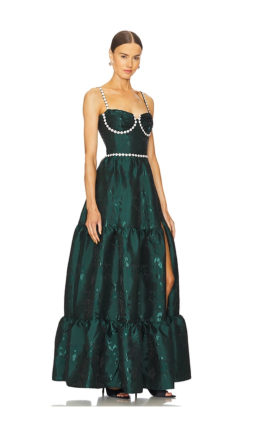 V. Chapman Lucetta Dress In Emerald Baroque Floral