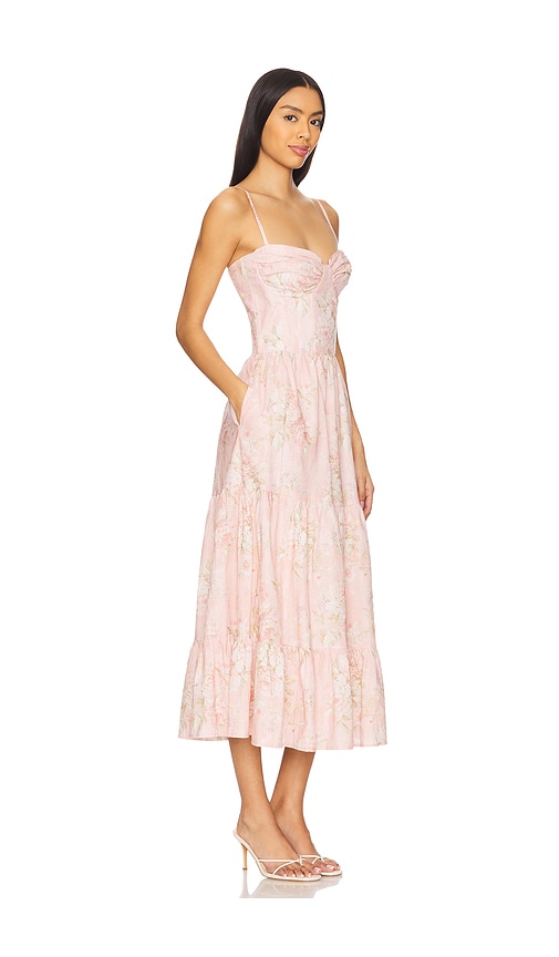 V. Chapman Lorenza Midi Dress In Light Pink Tapestry Rose