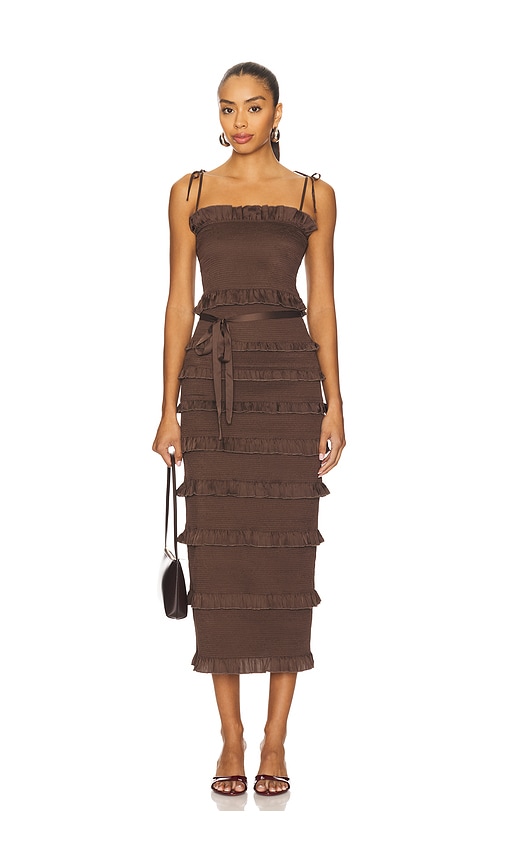 V. Chapman Lily Midi Dress In Brown