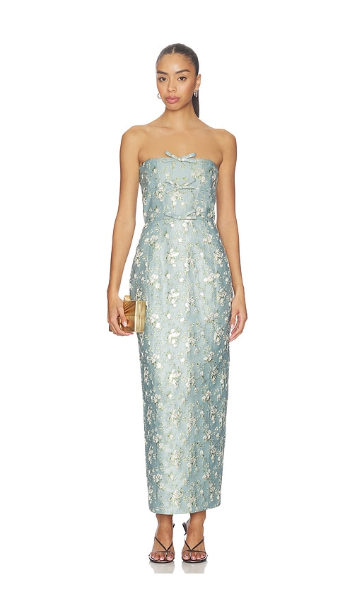 V. Chapman Kim Dress in Slate Blue Cheverny Brocade | REVOLVE